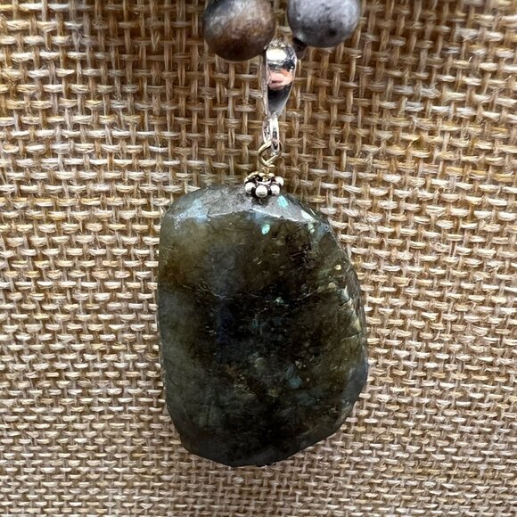 Artisan Chalcedony & Tiger's Eye Multi Strand Statement Necklace - Picture 5 of 6